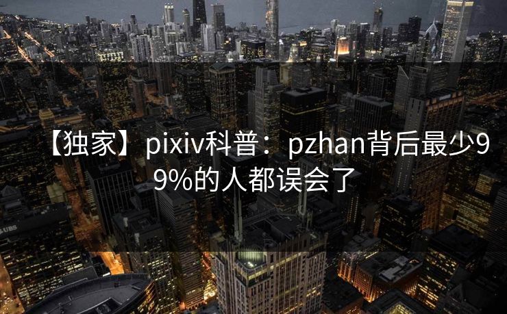 【独家】pixiv科普：pzhan背后最少99%的人都误会了