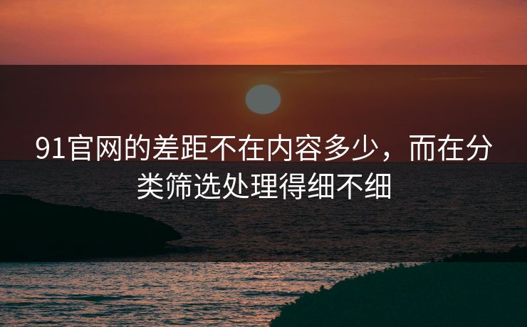 91官网的差距不在内容多少，而在分类筛选处理得细不细