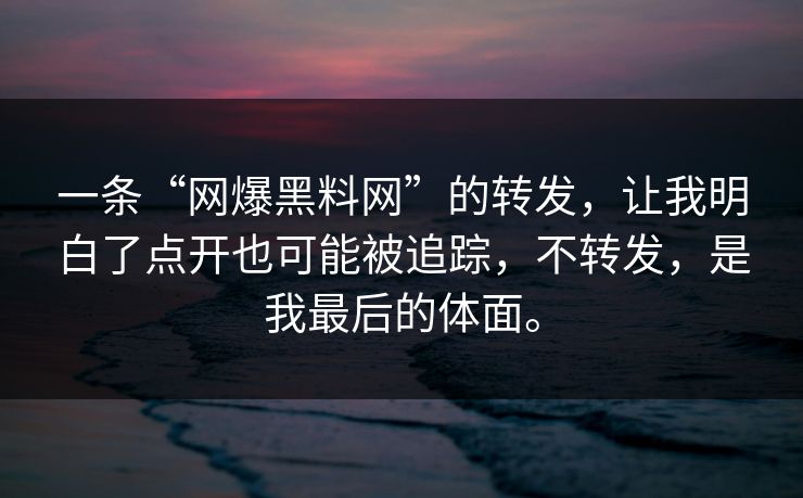 一条“网爆黑料网”的转发，让我明白了点开也可能被追踪，不转发，是我最后的体面。